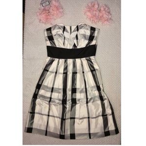White House Black Market Plaid Strapless Dress